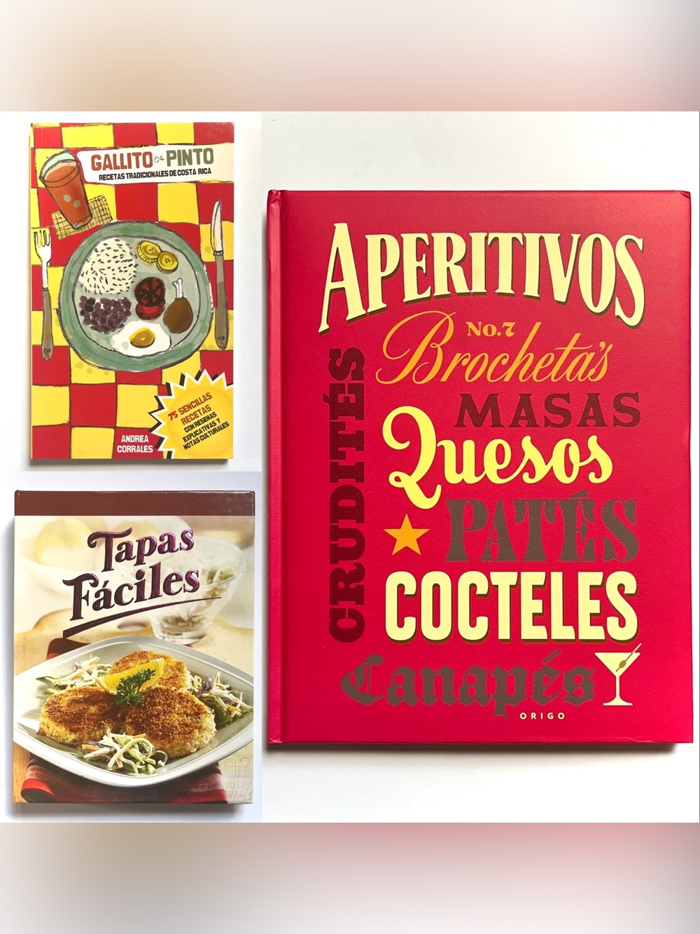 EUC Lot of 3 Spanish Language Cookbooks Latin Cooking Tapas Small Plates Español